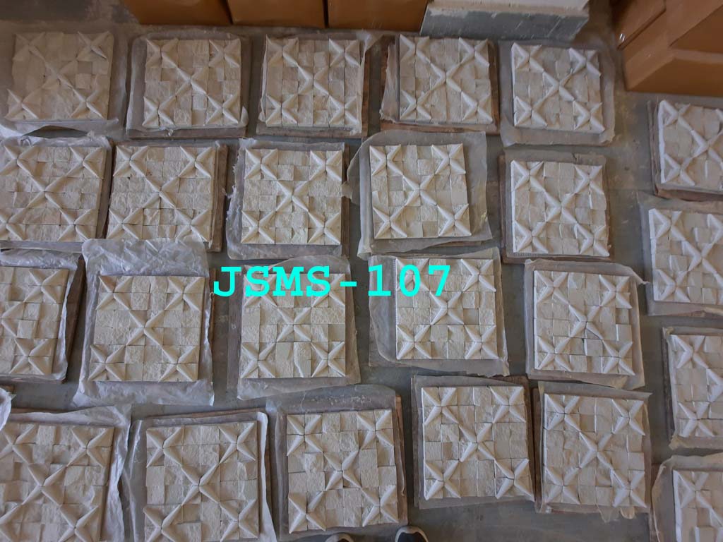 White Stone Wall Tile With Star Pattern and Split Face Stone Cladding Mosaic Tiles